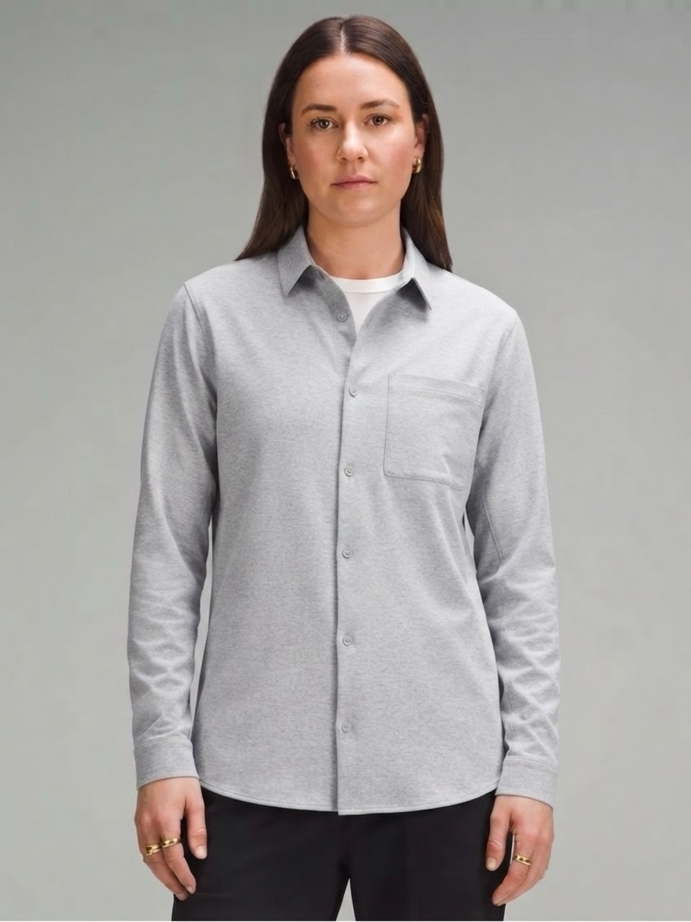lululemon athletica Light Gray Casual Button-Down Shirt